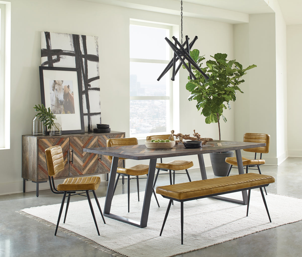 Misty Leather Dining Side Chair Camel, Set of 2