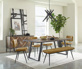 Misty Leather Upholstered Dining Bench in Antique Camel