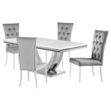 Kerwin 5-Piece Dining Set with Grey Velvet Chairs