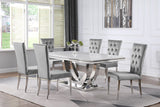 Kerwin 7-Piece Dining Set - Grey Velvet & Chrome
