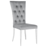 Kerwin 7-Piece Dining Set - Grey Velvet & Chrome