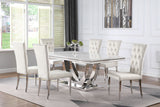 Kerwin 7-Piece Dining Table Set, White and Chrome