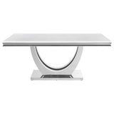Kerwin 7-Piece Dining Table Set, White and Chrome