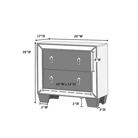 Nightstand With 2 Drawers And Mirror Accent - Silver