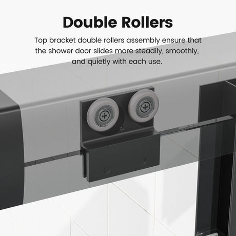 Semi Frameless Double Sliding Shower Door With Tempered Glass