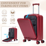 Luggage Set With Cosmetic Case, Combination Lock, Front Opening Design