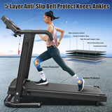 2.5Hp Portable Treadmill With Handles, App Control & LED Display - Black