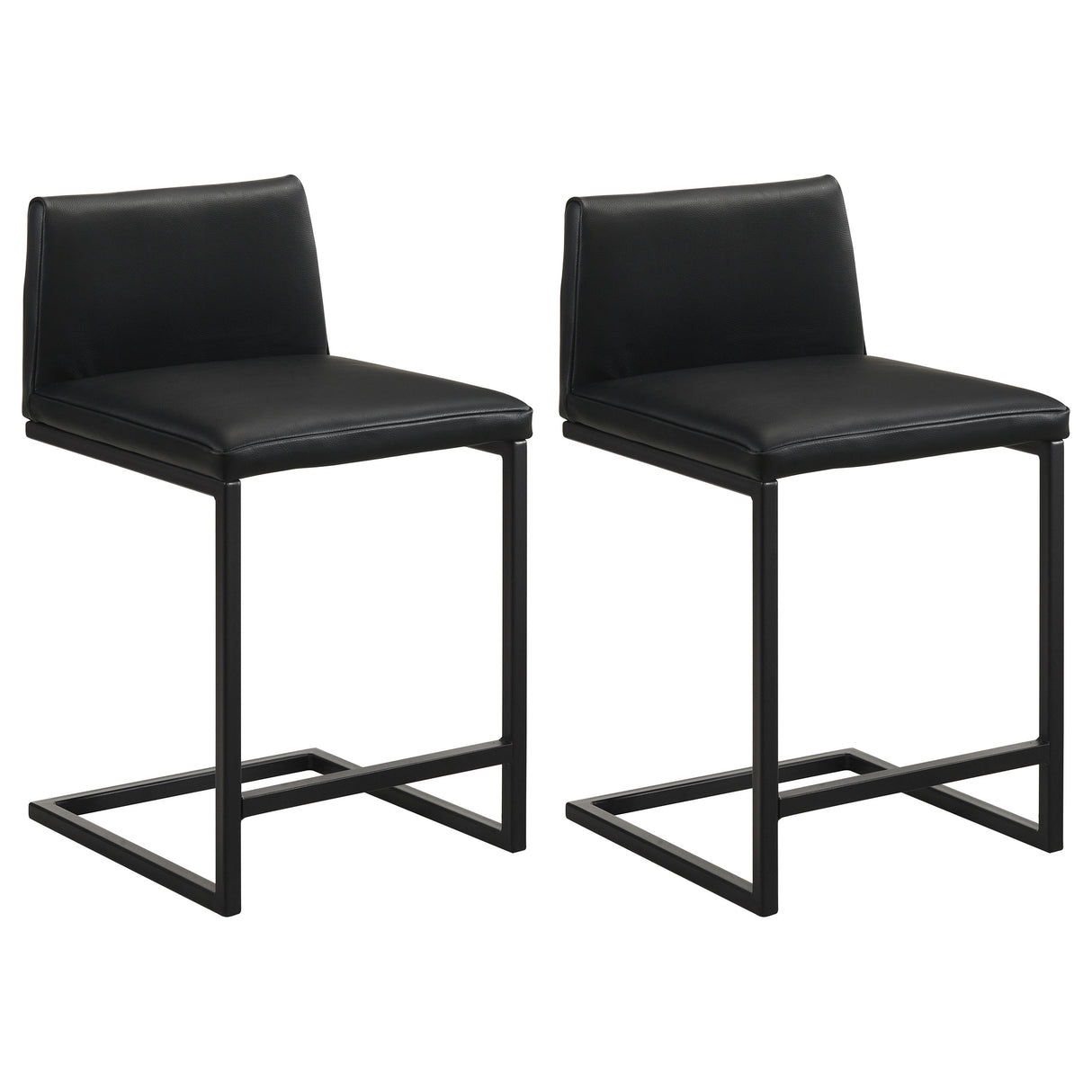 Vardon Genuine Leather Counter Height Chair, Black, Set of 2