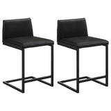 Vardon Genuine Leather Counter Height Chair, Black, Set of 2