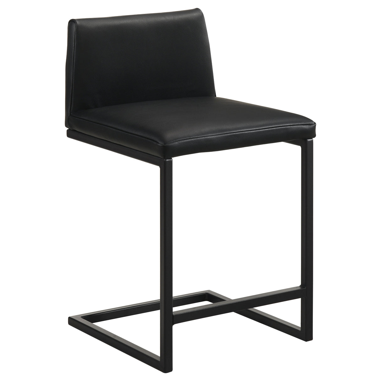 Vardon Genuine Leather Counter Height Chair, Black, Set of 2
