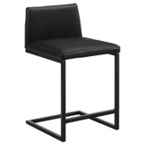 Vardon Genuine Leather Counter Height Chair, Black, Set of 2