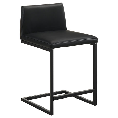 Vardon Genuine Leather Counter Height Chair, Black, Set of 2