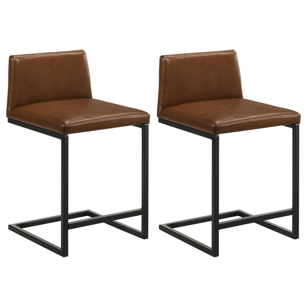 Vardon Dark Brown Genuine Leather Counter Height Chairs, Set of 2