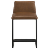 Vardon Dark Brown Genuine Leather Counter Height Chairs, Set of 2