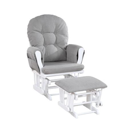 Mason - Glider And Ottoman White Wood - Gray