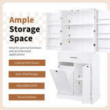 Freestanding Bathroom Storage Cabinet With Doors, Drawers, And Tilt Out Laundry Hamper - White