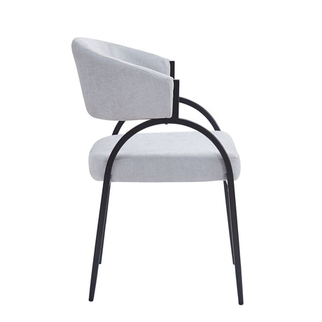 Modern Upholstered Dining Chairs With Metal Legs - Gray