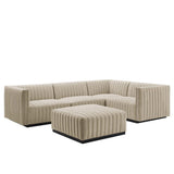 114 Inch Conjure Channel Tufted Fabric 5 - Piece L - Shaped Sectional - Living Room Furniture available at Alpine Outlets in Denver