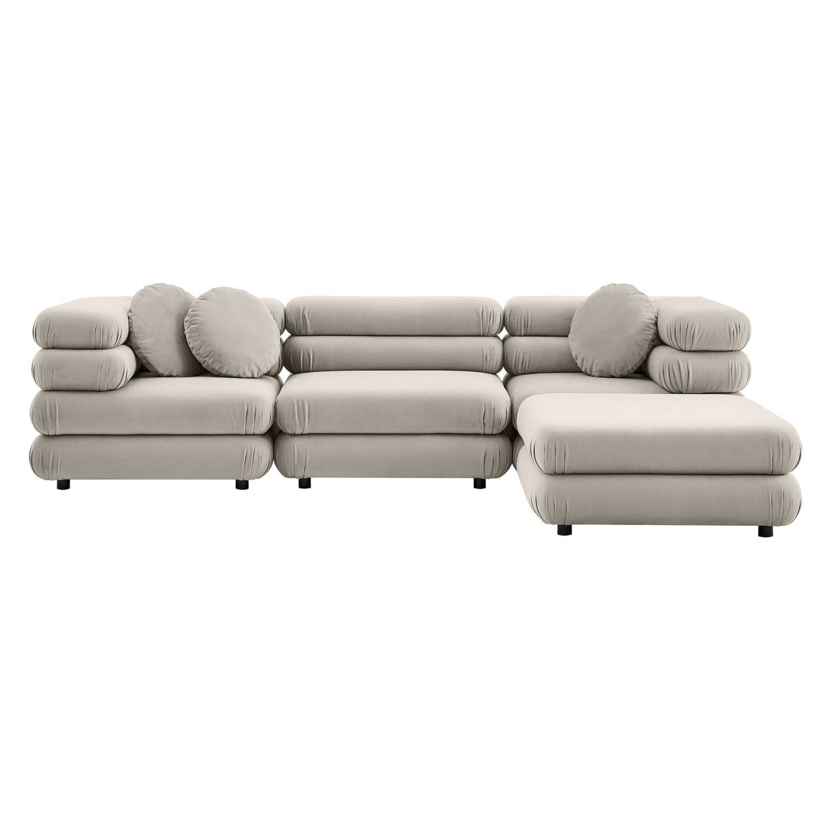 114 Inch Jubilee Performance Velvet 4 - Piece Modular Sectional Sofa with Ottoman - Living Room Furniture available at Alpine Outlets in Denver