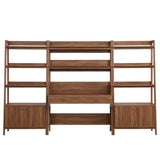 114" Tiered Wood Office Desk and 33" Bookshelf Set - 3 - Piece Workspace - Bookcases available at Alpine Outlets in Denver