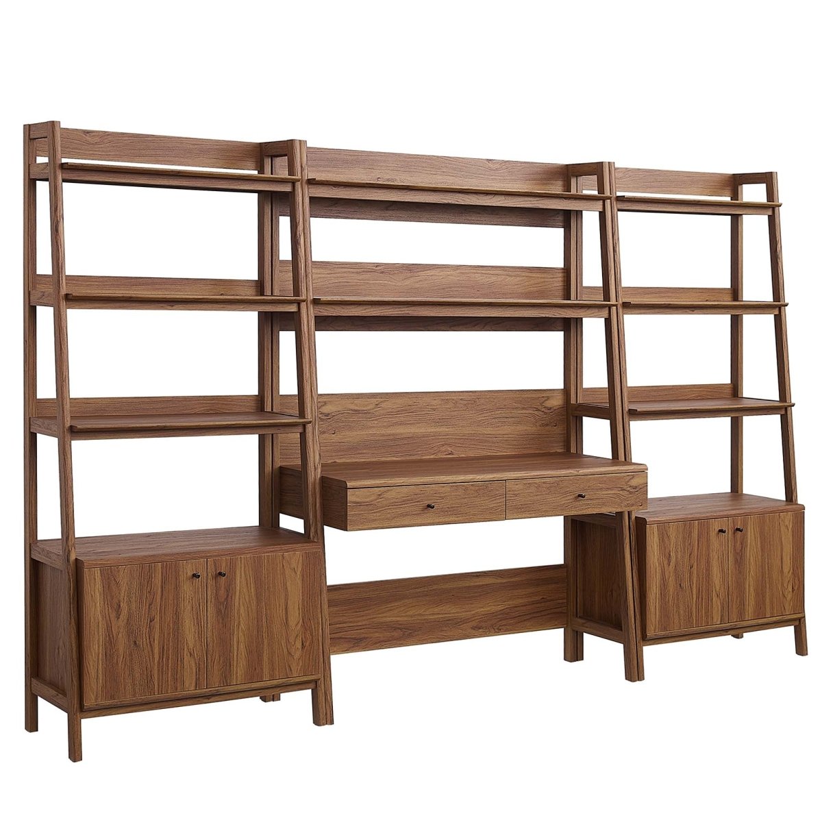 114" Tiered Wood Office Desk and 33" Bookshelf Set - 3 - Piece Workspace - Bookcases available at Alpine Outlets in Denver