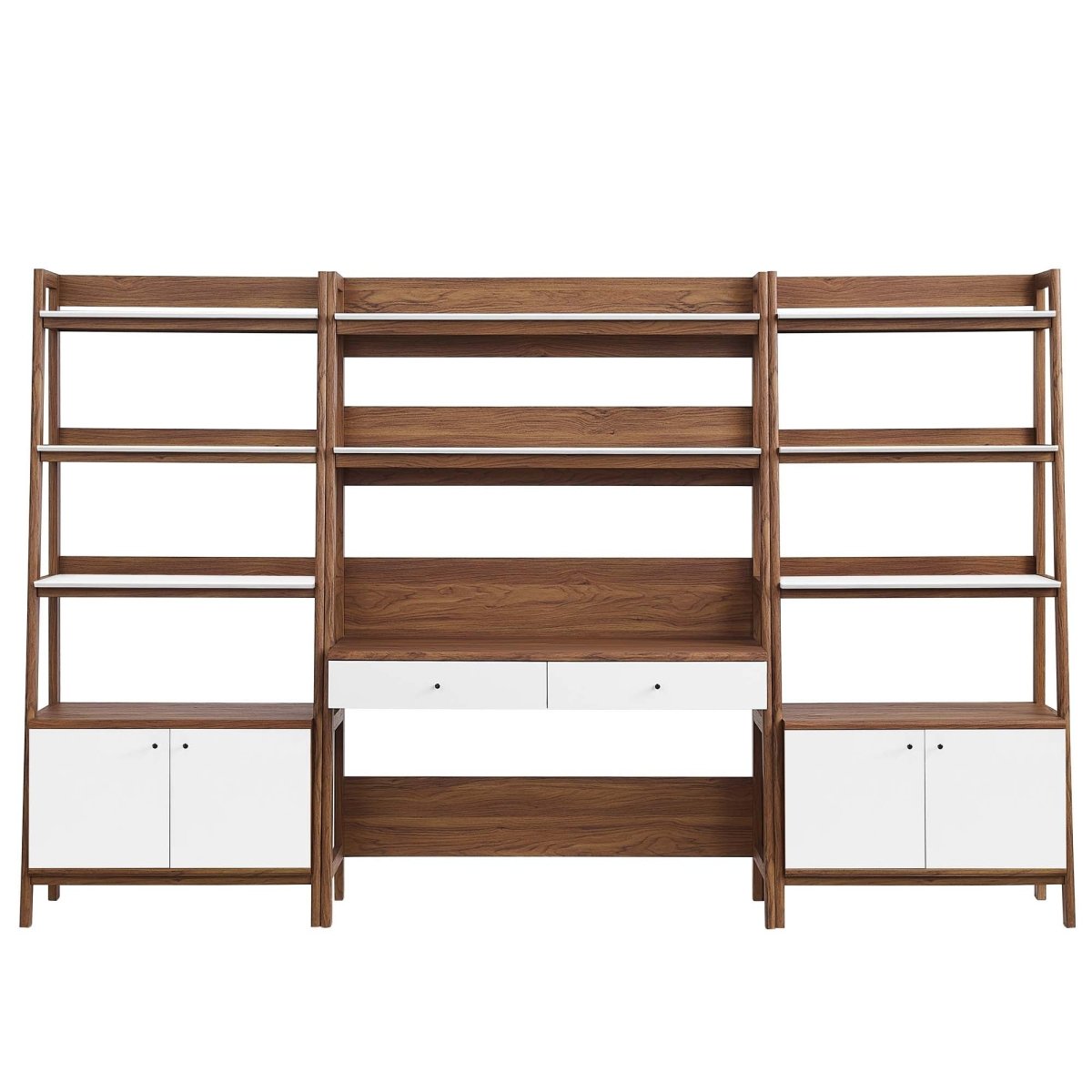 114" Tiered Wood Office Desk and 33" Bookshelf Set - 3 - Piece Workspace - Bookcases available at Alpine Outlets in Denver