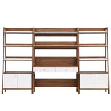 114" Tiered Wood Office Desk and 33" Bookshelf Set - 3 - Piece Workspace - Bookcases available at Alpine Outlets in Denver