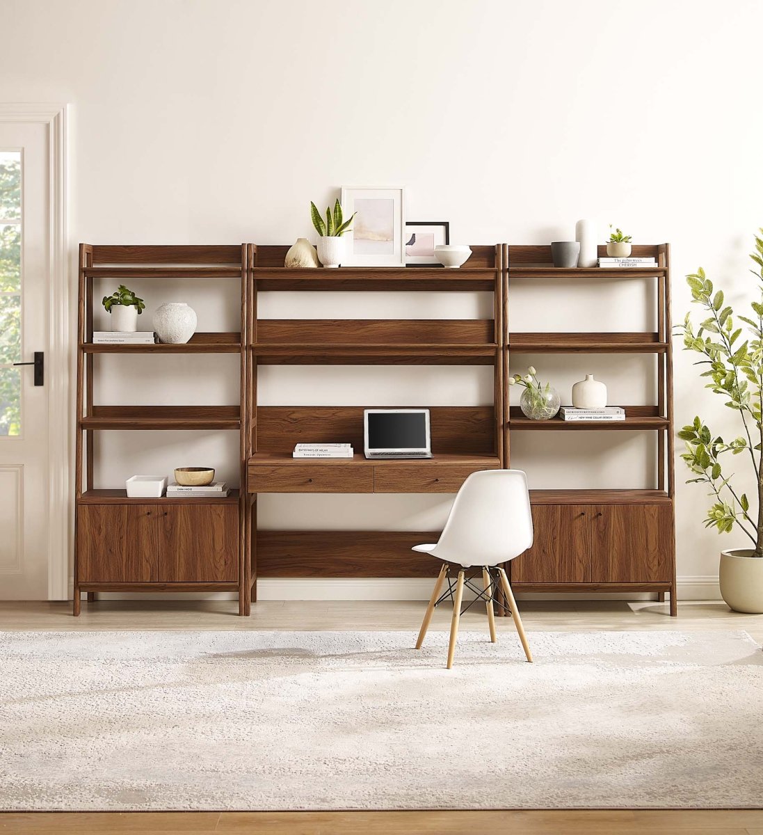 114" Tiered Wood Office Desk and 33" Bookshelf Set - 3 - Piece Workspace - Bookcases available at Alpine Outlets in Denver