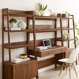 114" Tiered Wood Office Desk and 33" Bookshelf Set - 3 - Piece Workspace - Bookcases available at Alpine Outlets in Denver