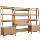 114" Tiered Wood Office Desk and 33" Bookshelf Set - 3 - Piece Workspace - Bookcases available at Alpine Outlets in Denver