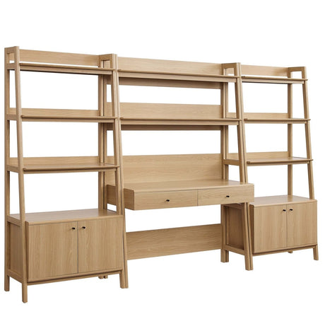 114" Tiered Wood Office Desk and 33" Bookshelf Set - 3 - Piece Workspace - Bookcases available at Alpine Outlets in Denver