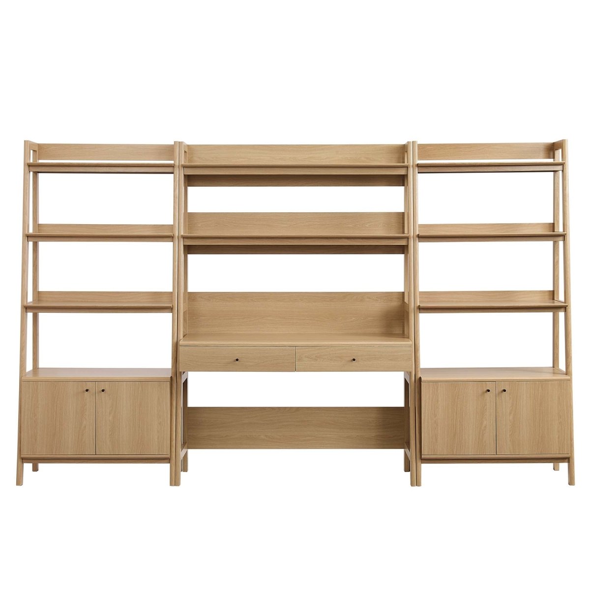 114" Tiered Wood Office Desk and 33" Bookshelf Set - 3 - Piece Workspace - Bookcases available at Alpine Outlets in Denver