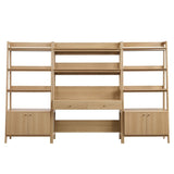 114" Tiered Wood Office Desk and 33" Bookshelf Set - 3 - Piece Workspace - Bookcases available at Alpine Outlets in Denver
