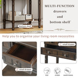 Narrow Console Table With 3 Storage Drawers And Bottom Shelf - Brown
