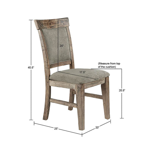 Dining Side Chair Set With Cushioned Back And Seat (Set of 2) - Weathered Gray / Natural