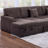 Convertible Sectional Upholstered Sleeper Sofa With Storage Chaise