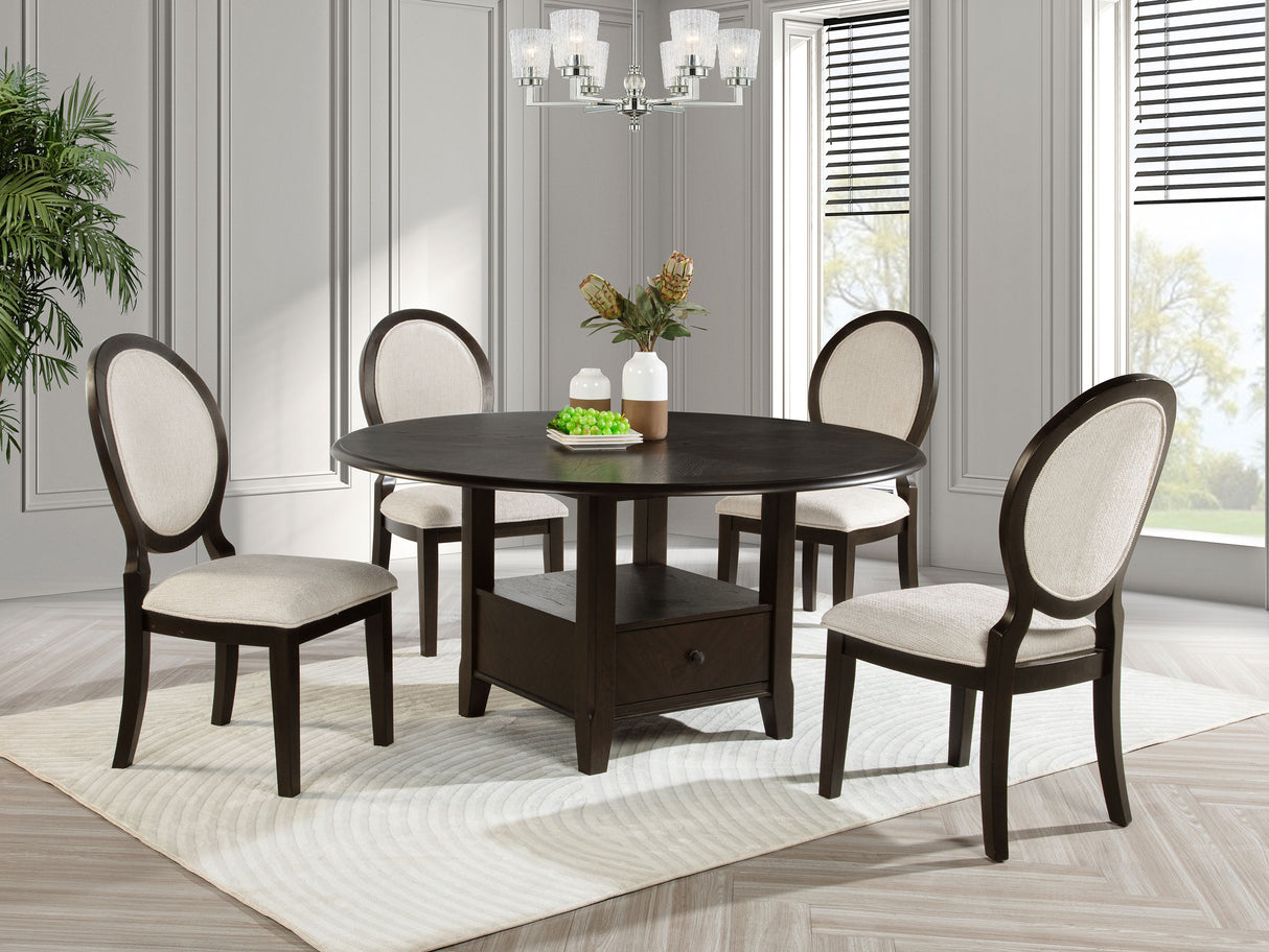 Twyla 60-Inch Round Dining Table Dark Cocoa