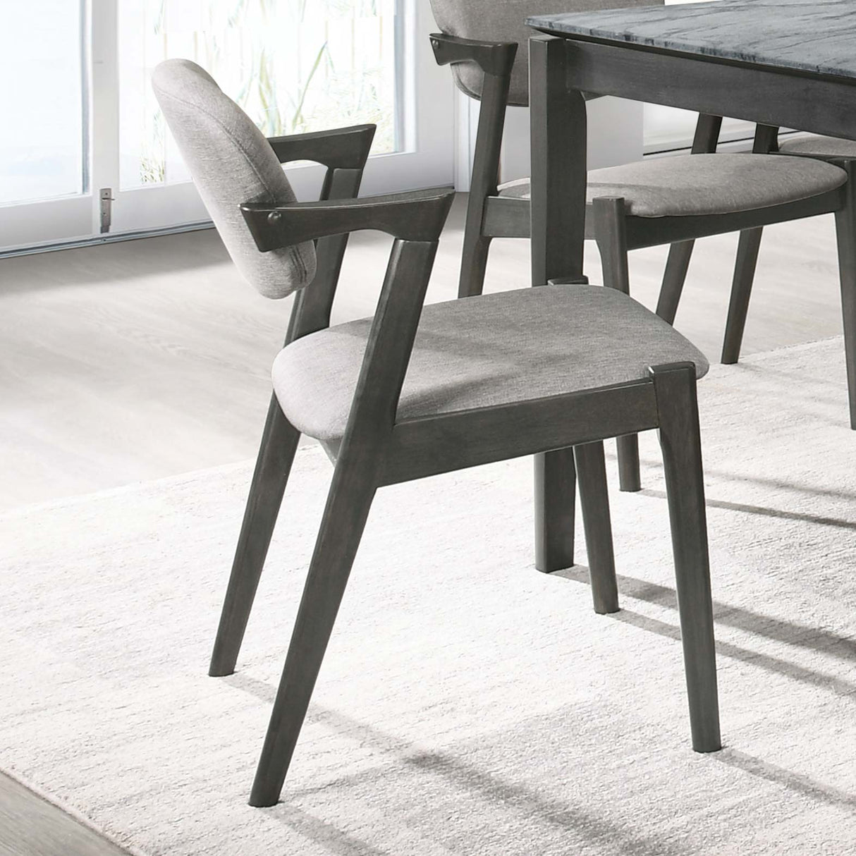Stevie Padded Wood Dining Arm Chair Black, Set of 2