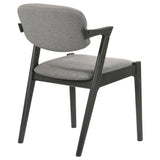 Stevie Padded Wood Dining Arm Chair Black, Set of 2