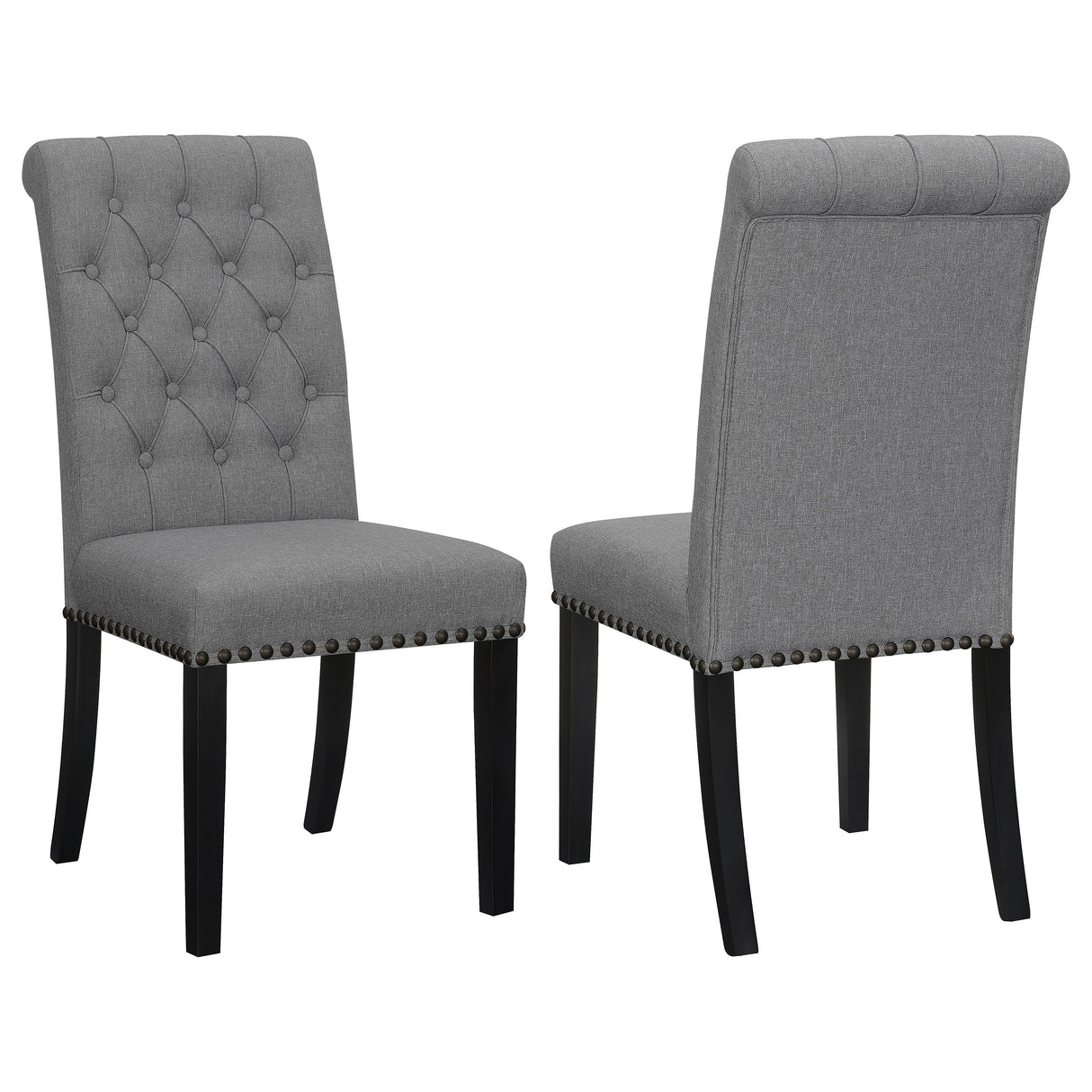 Alana Grey Fabric Upholstered Dining Side Chair Set of 2