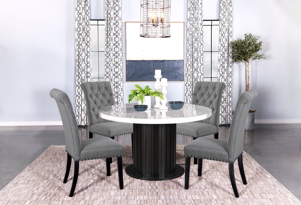 Alana Grey Fabric Upholstered Dining Side Chair Set of 2