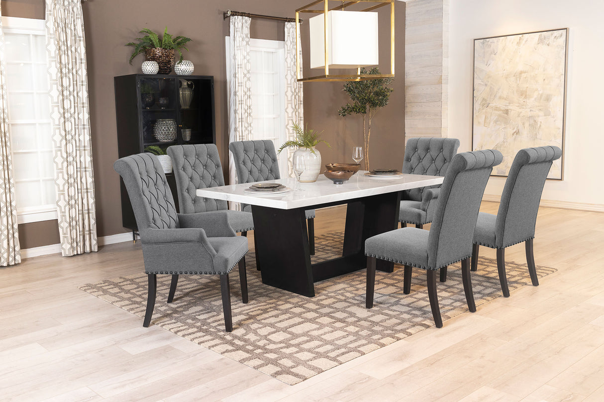 Alana Grey Fabric Upholstered Dining Side Chair Set of 2