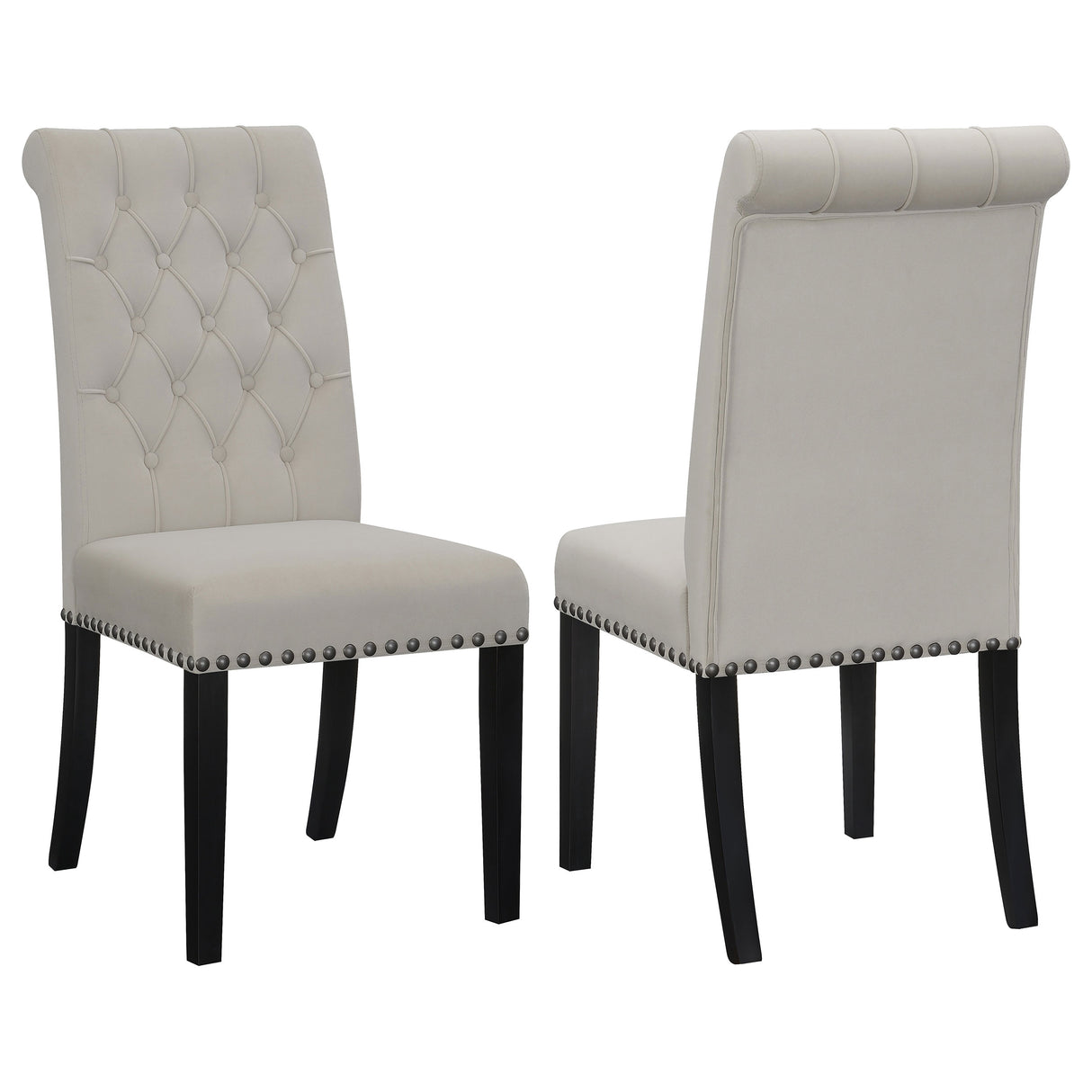 Alana Velvet Upholstered Dining Side Chair, Sand (Set of 2)