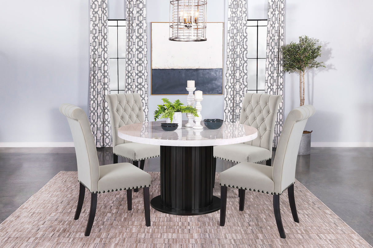Alana Velvet Upholstered Dining Side Chair, Sand (Set of 2)