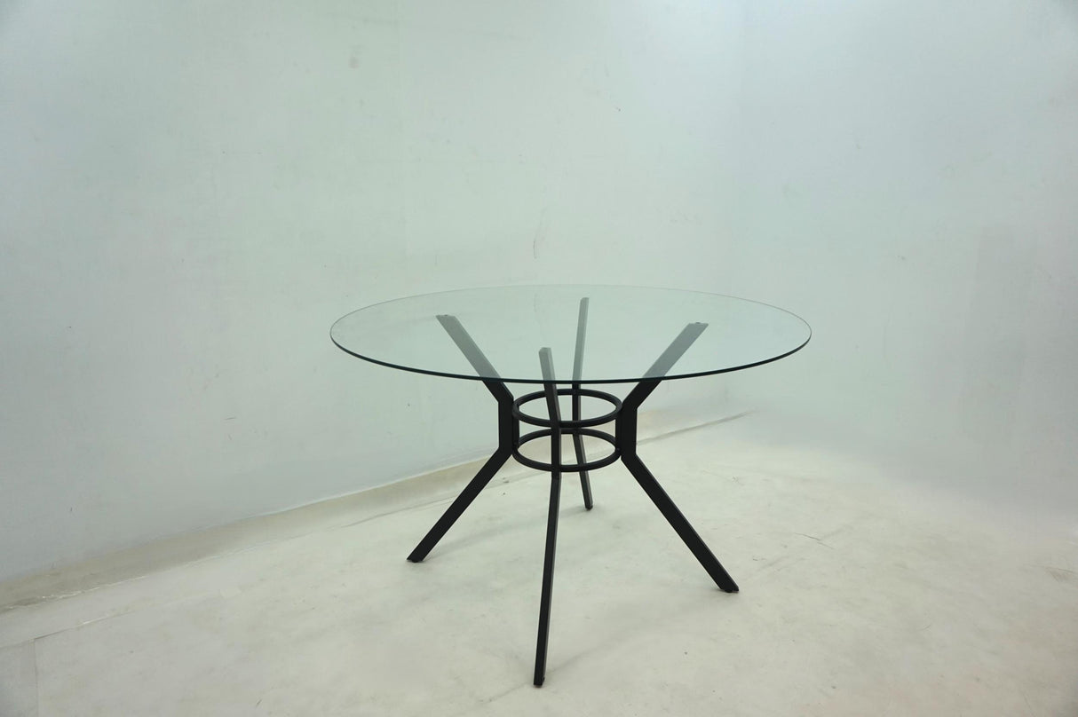 Steele 48" Round Glass Top Dining Table in Matte Black