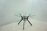Steele 48" Round Glass Top Dining Table in Matte Black