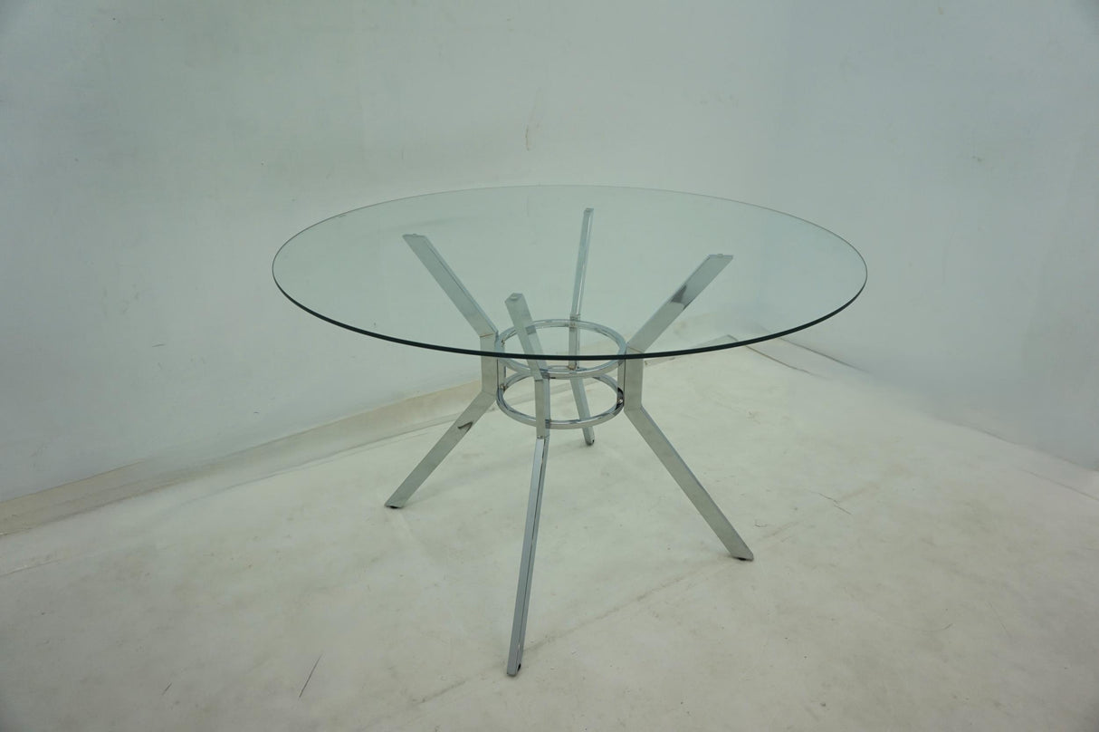 Steele 48" Round Glass Top Dining Table in Chrome