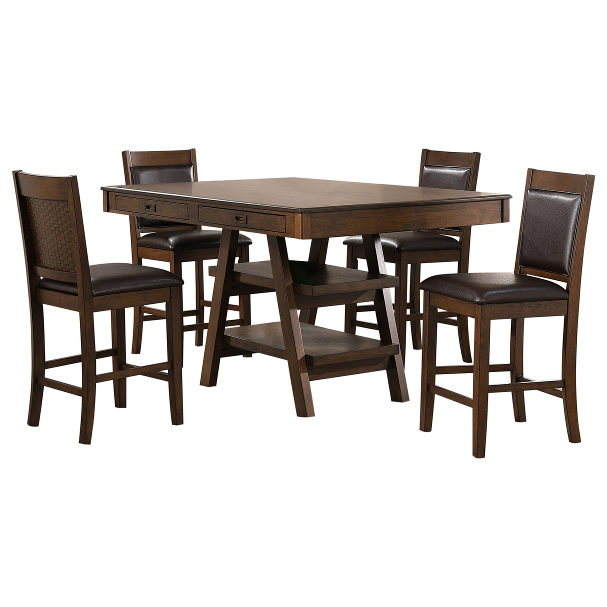 Dewey 5-Piece Walnut Counter Height Dining Set