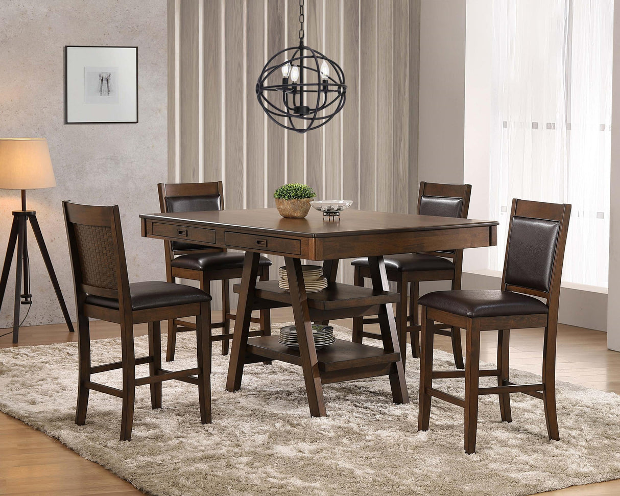Dewey Upholstered Counter Chair Walnut, Set of 2