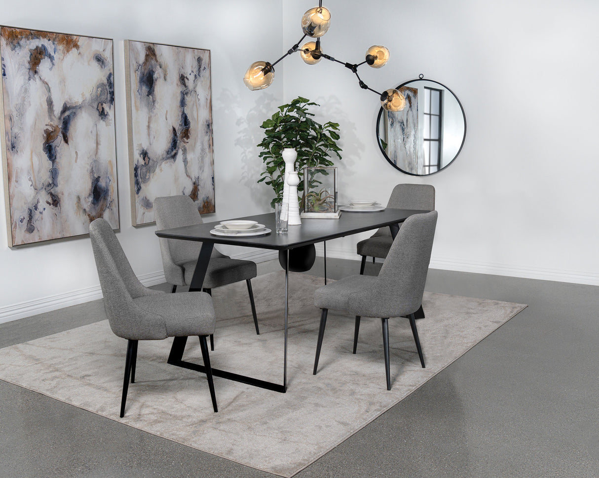 Smith 5-Piece Rectangular Ceramic Dining Set, Black